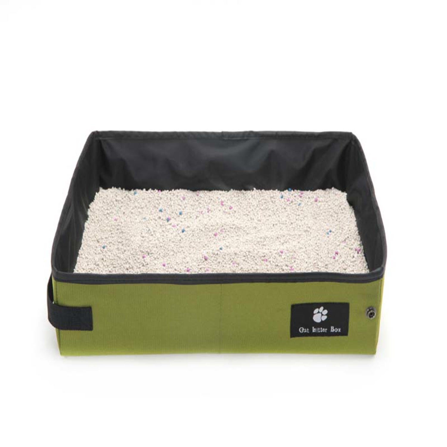 Green portable folding cat litter box for travel
