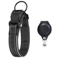 Black reflective pet collar with one matching AirTag holder; Apple AirTag not included