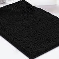 Black chenille dog door mat with dense absorbent pile