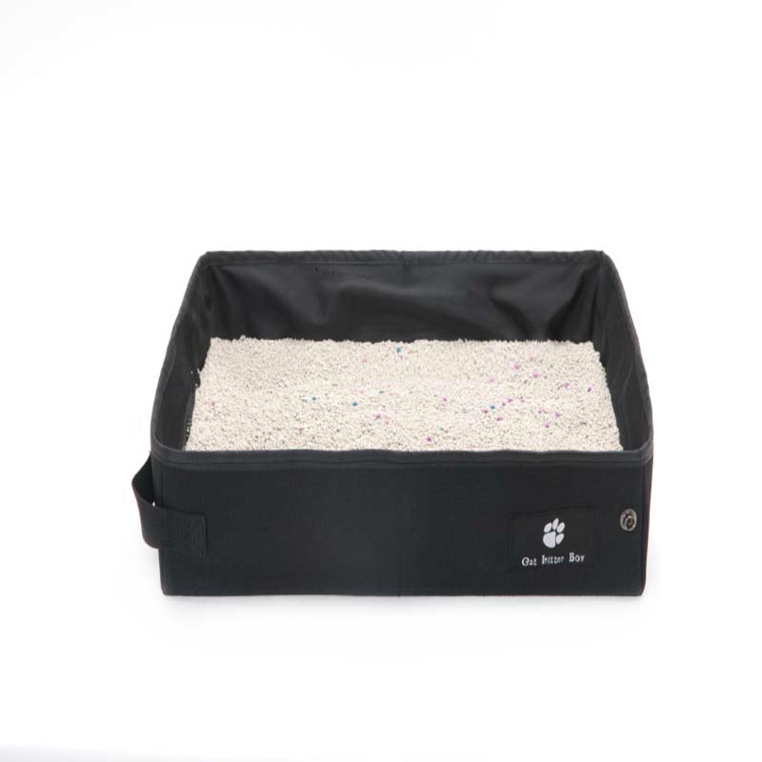 Black portable folding cat litter box for travel