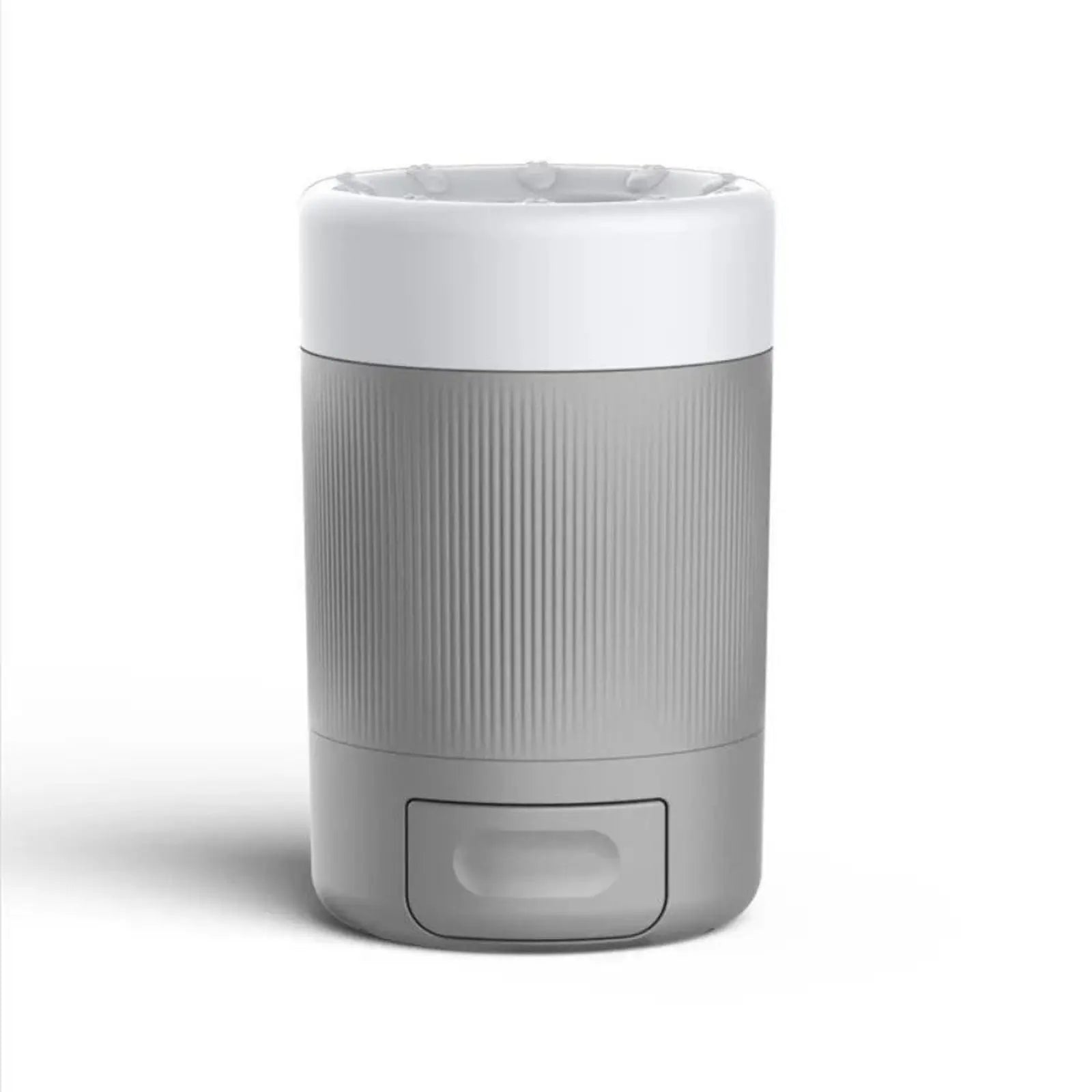 Gray dog paw cleaner cup for muddy paws with white cleaning opening