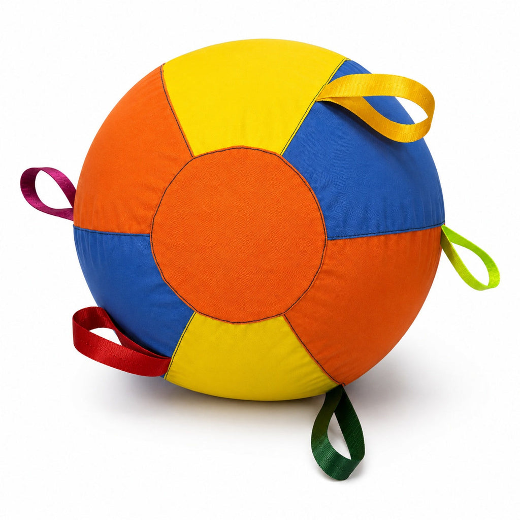 Colourful 45 cm dog herding ball with fabric cover and loops
