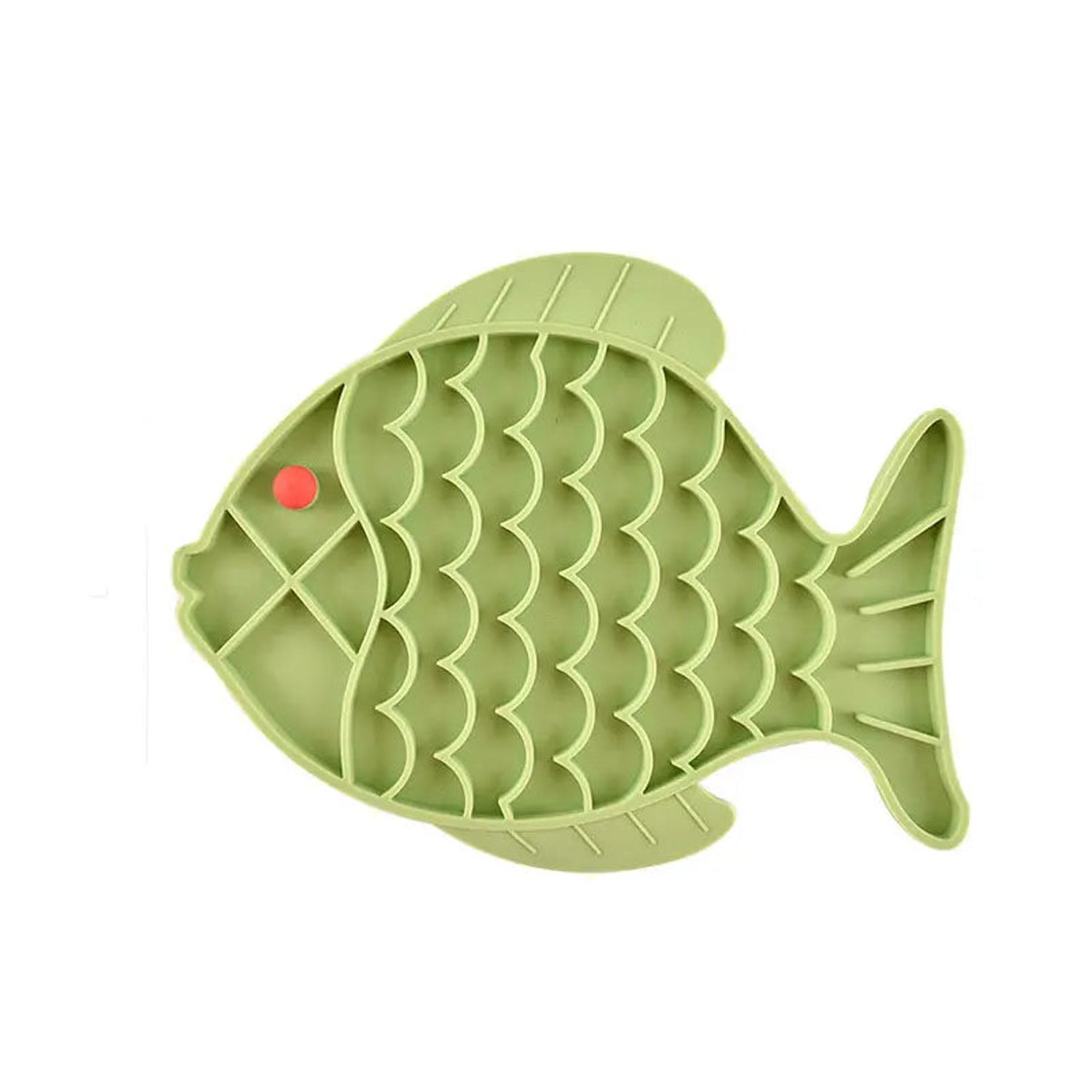 Green fish shaped lick mat