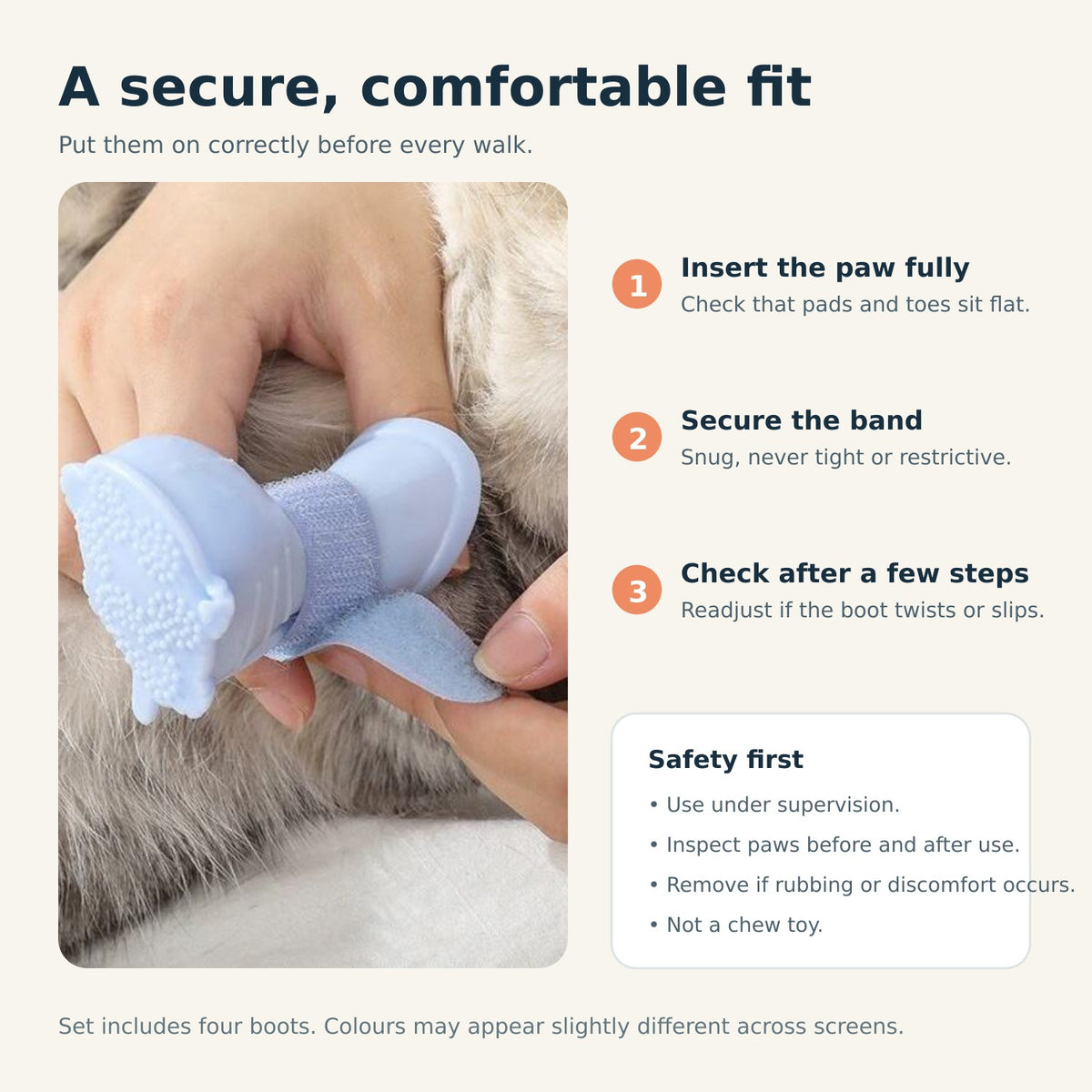 How to fit silicone dog boots securely with safety guidance