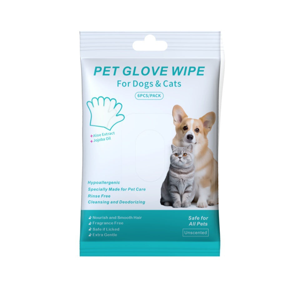 Disposable pet glove wipes packaging for dogs and cats